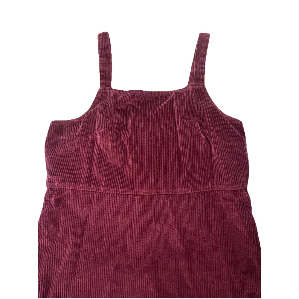 American Eagle Size Medium Corduroy Skirt Overall Dress Wine Adjustable Straps - Picture 2 of 16